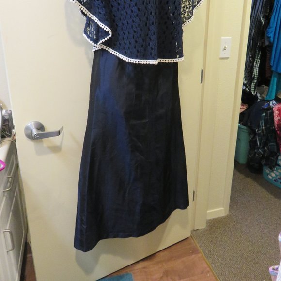 YOUR 6TH SENSE MAXI SKIRT  ** blue taffeta**SZ  12 - Picture 7 of 7